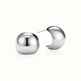 Dome Hoop Earrings Silver
