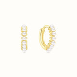 Pearl Gold Huggie Earrings