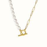 Pearl and Paperclip Chain Necklace