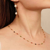 Rainbow Stone Station Necklace