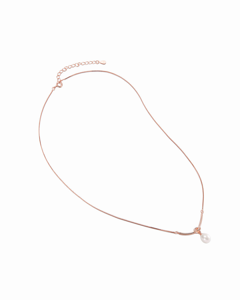 Rose Gold Pearl Pendant Necklace - Miwanna