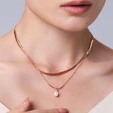 Rose Gold Pearl Pendant Necklace - Miwanna