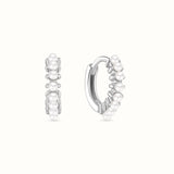 Pearl Silver Huggie Earrings