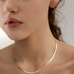 3mm Gold Herringbone Necklace - Miwanna