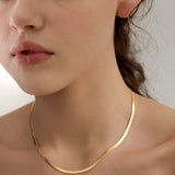 3mm Gold Herringbone Necklace - Miwanna