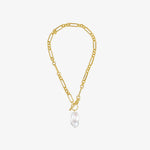 Baroque Pearl Pendant Figaro Chain - Miwanna Necklace