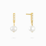 Pave Pearl Drop Earrings Gold - Miwanna