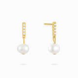 Pave Pearl Drop Earrings Gold - Miwanna