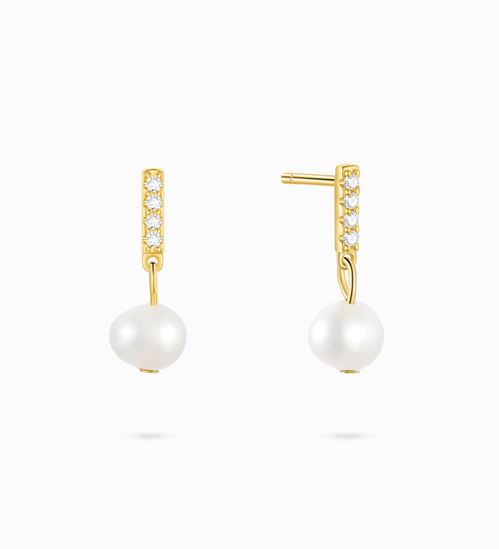 Pave Pearl Drop Earrings Gold - Miwanna