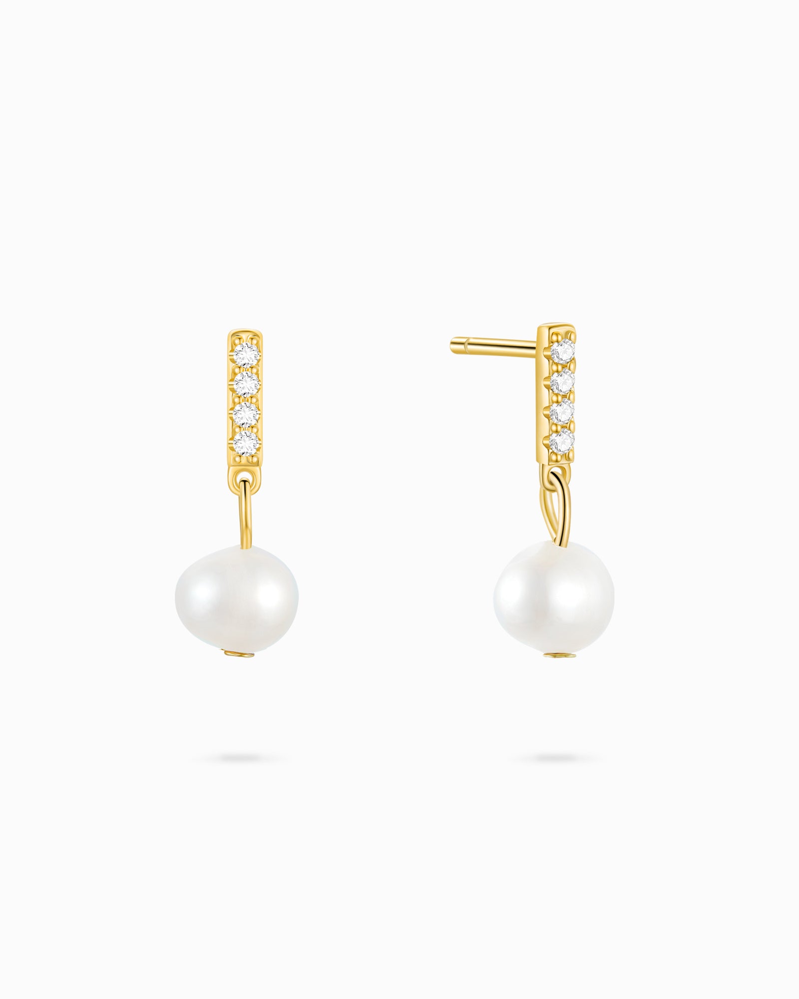 Pave Pearl Drop Earrings Gold - Miwanna