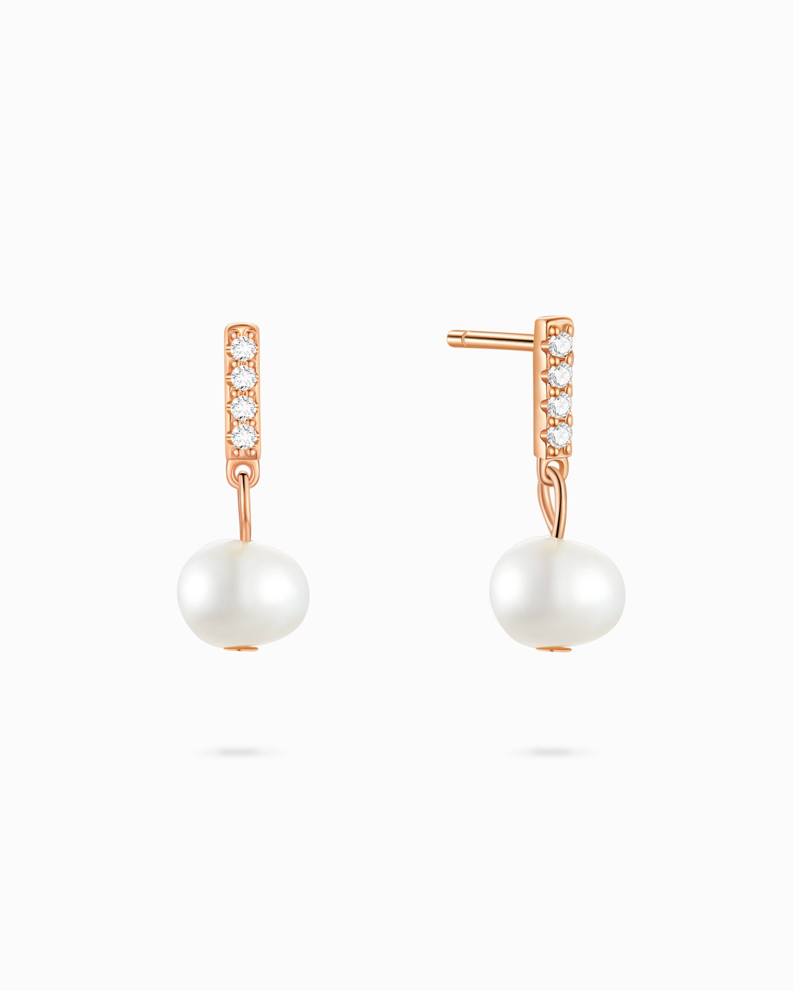 Pave Pearl Drop Earrings Rose Gold - Miwanna