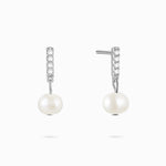 Pave Pearl Drop Earrings Silver - Miwanna