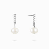 Pave Pearl Drop Earrings Silver - Miwanna