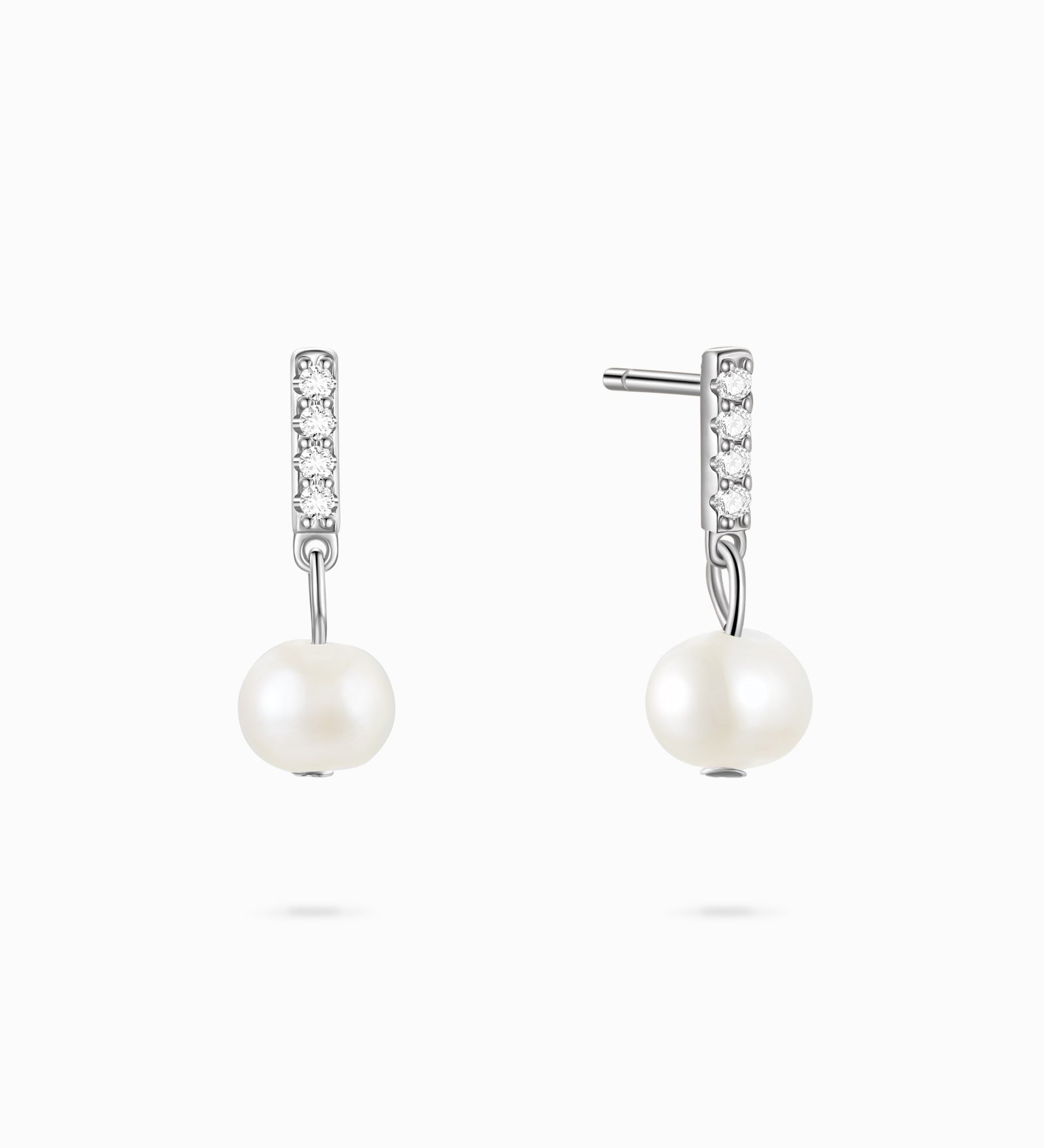 Pave Pearl Drop Earrings Silver - Miwanna