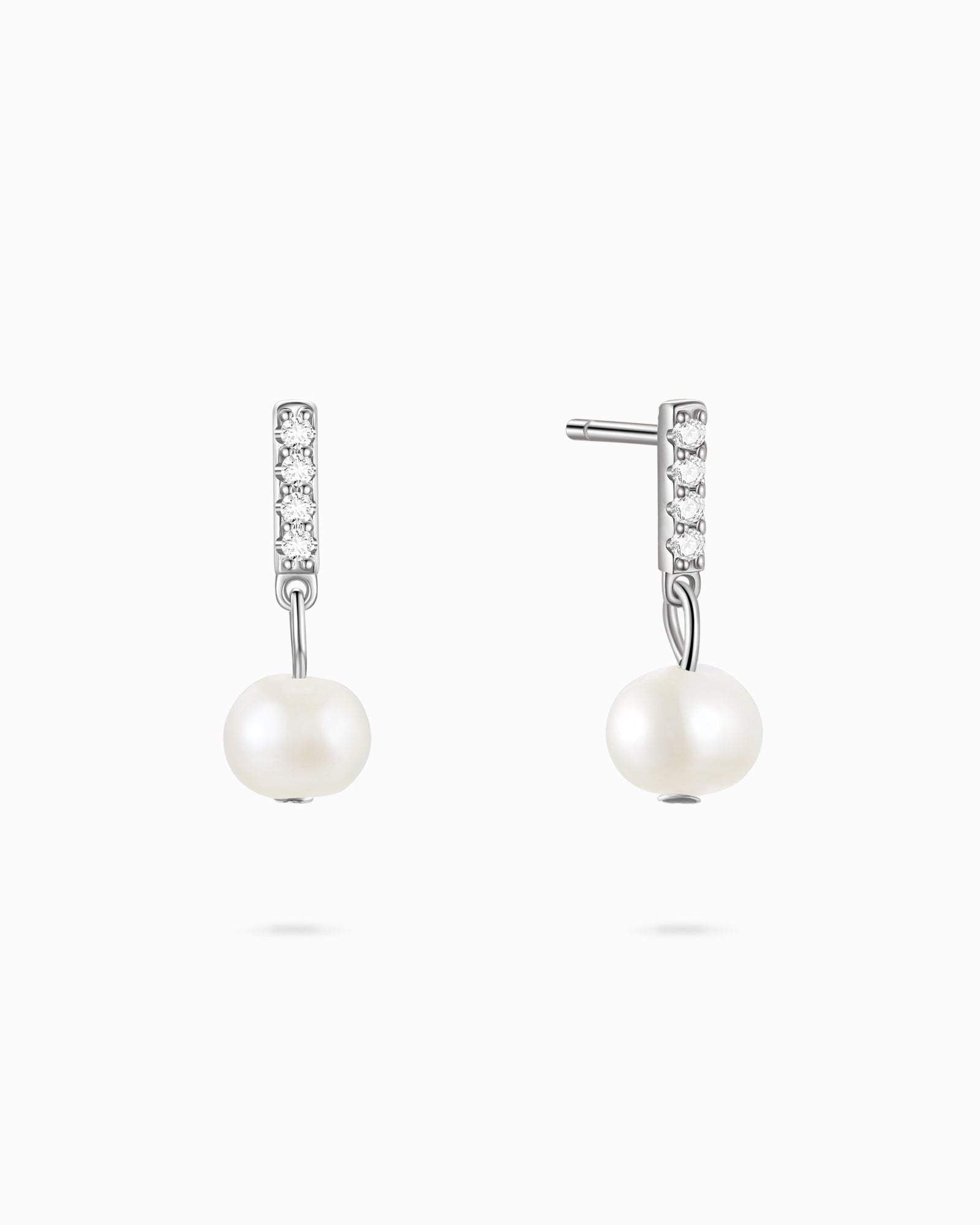 Pave Pearl Drop Earrings Silver - Miwanna