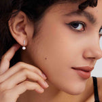 Pave Pearl Drop Stud Earrings Silver - Miwanna