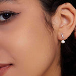 Pave Pearl Drop Stud Earrings Silver - Miwanna