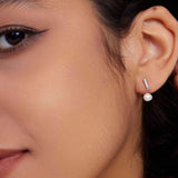 Pave Pearl Drop Stud Earrings Silver - Miwanna