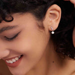 Pave Pearl Drop Stud Earrings Silver - Miwanna