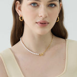 Pearl and Paperclip Chain Necklace