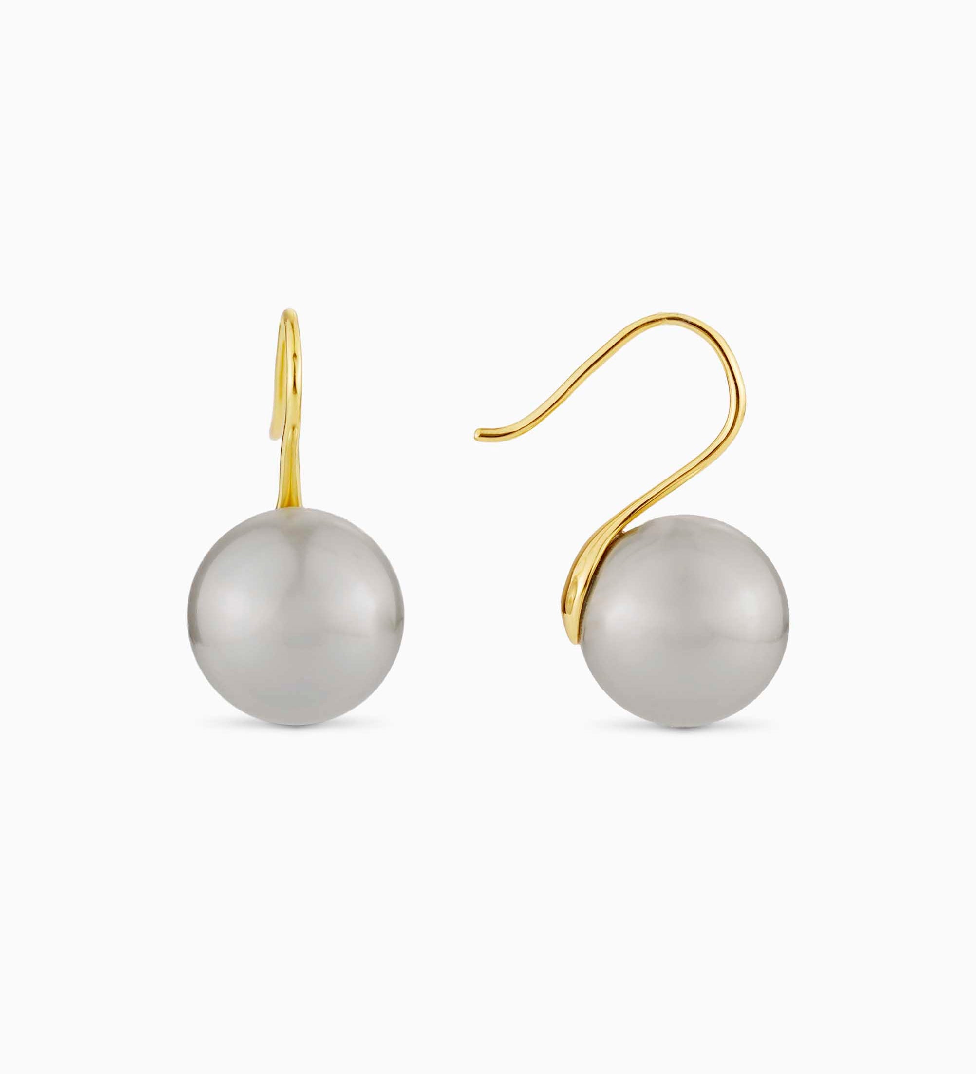 Gray Pearl Earrings In Gold