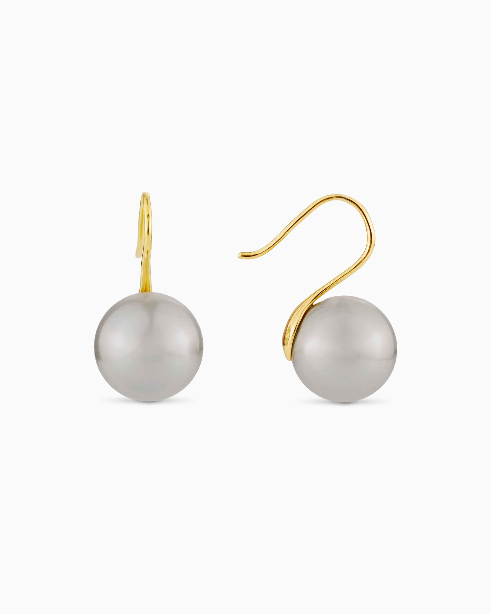 Gray Pearl Earrings In Gold