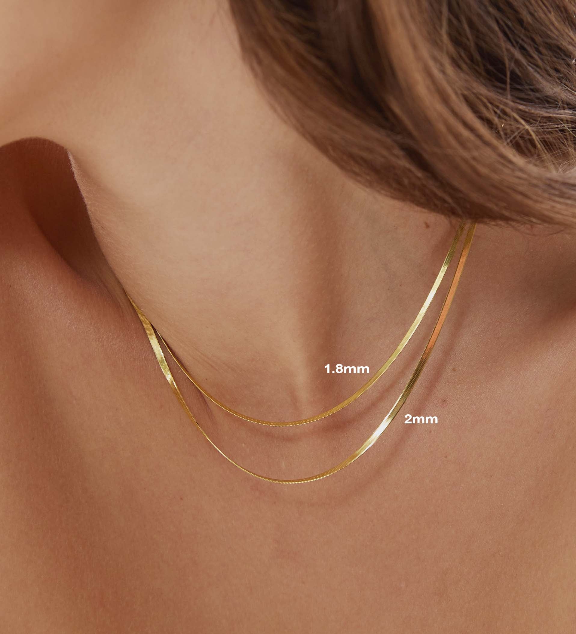 1.8mm Gold Herringbone Necklace - Miwanna