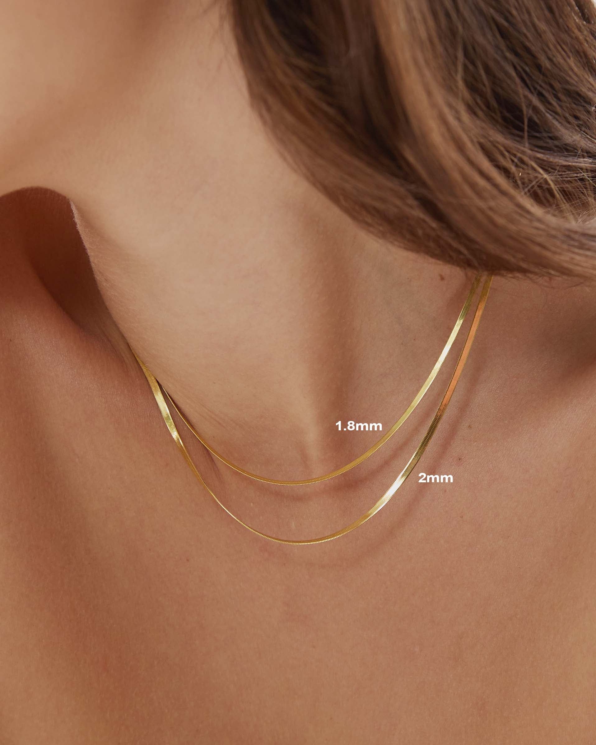 1.8mm Gold Herringbone Necklace - Miwanna