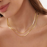 1.8mm Gold Herringbone Necklace - Miwanna