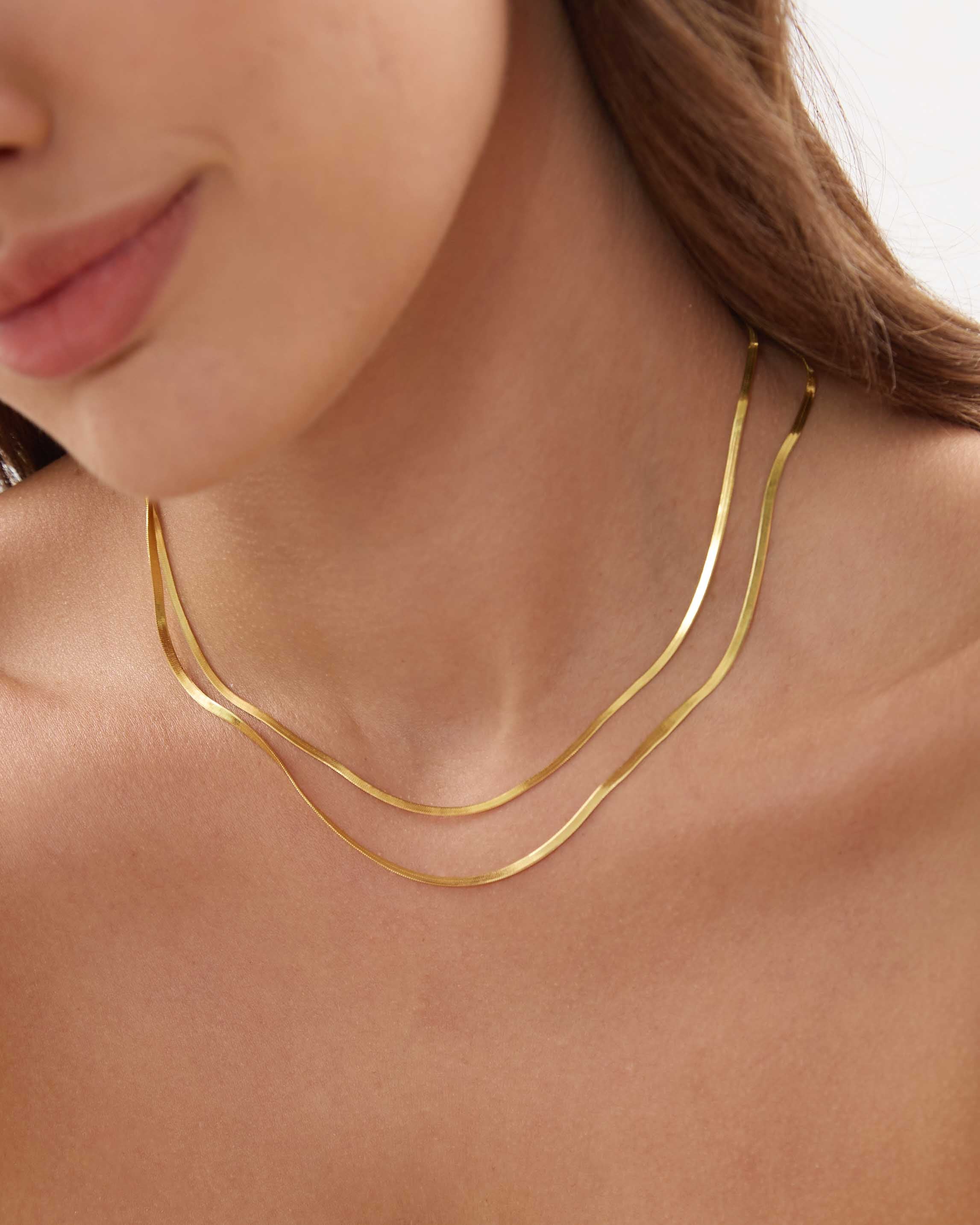 1.8mm Gold Herringbone Necklace - Miwanna