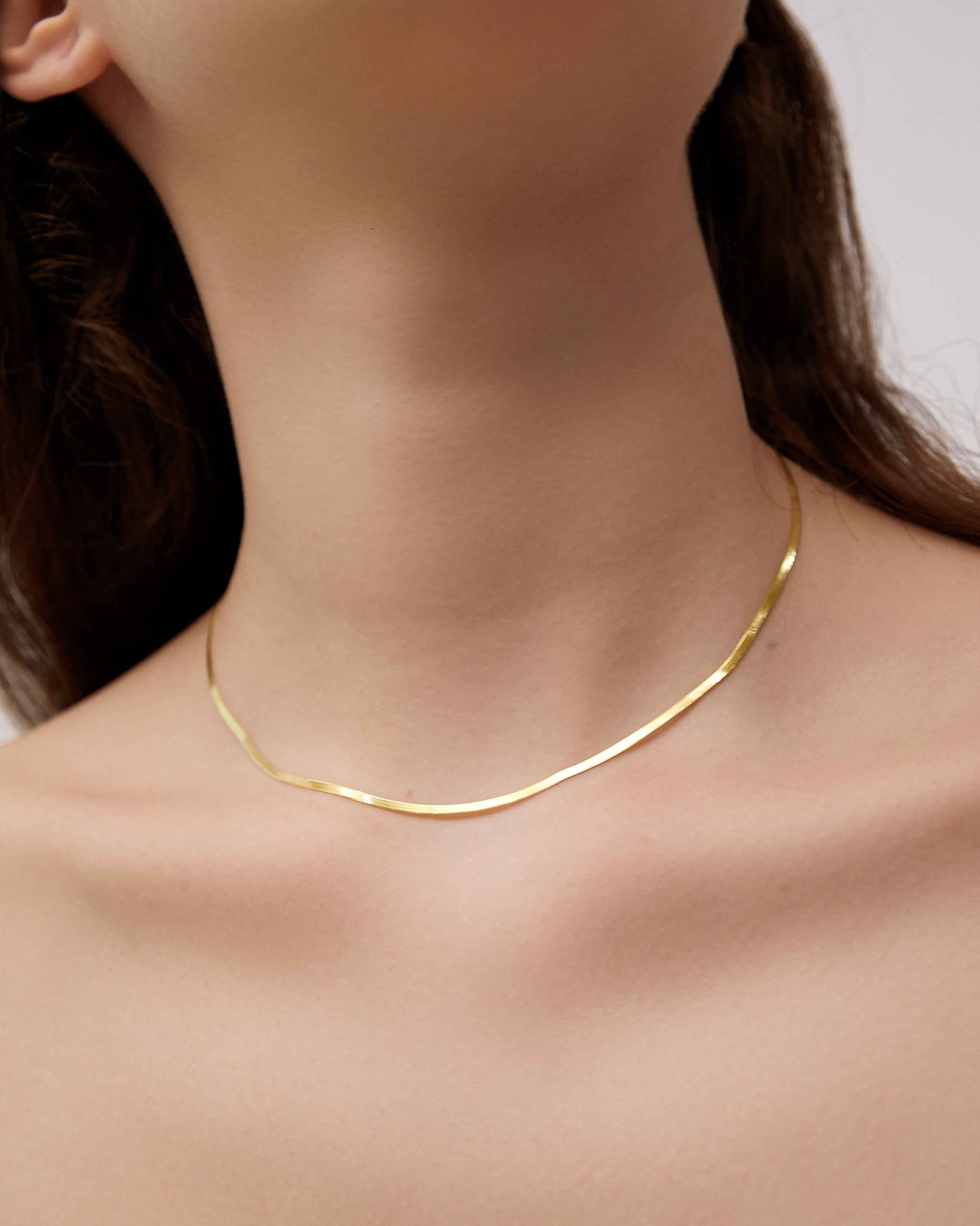 Gold Herringbone Necklace - Miwanna