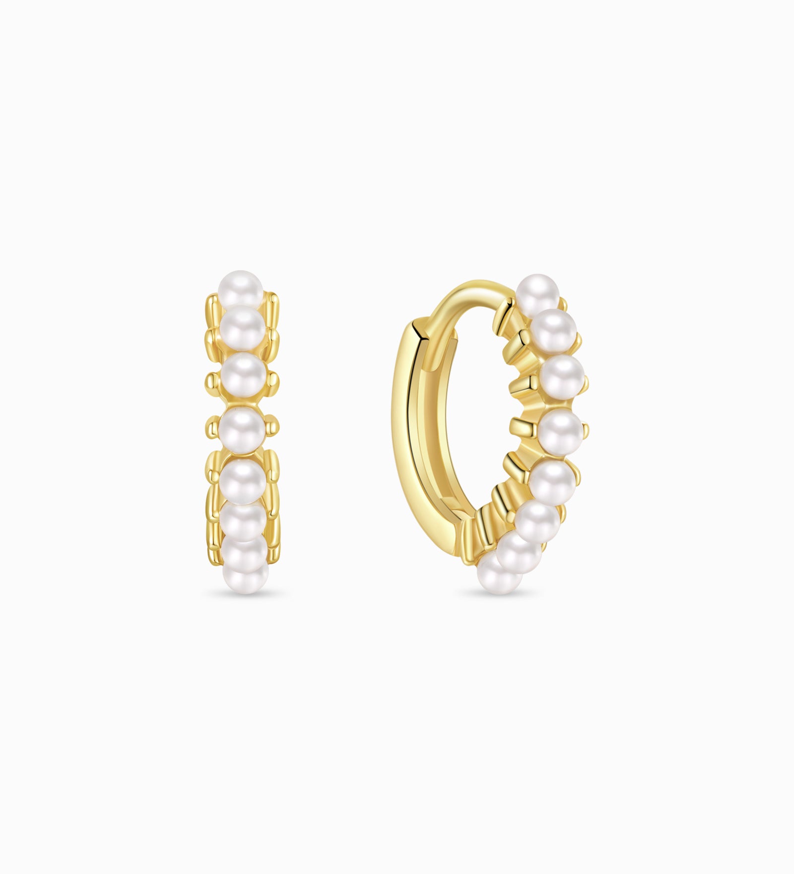 Pearl Gold Huggie Earrings - Miwanna