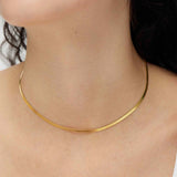 3mm Gold Herringbone Necklace - Miwanna