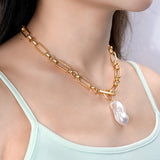 Large Baroque Pearl Toggle Necklace