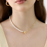 Pearl and Paperclip Chain Necklace