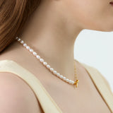 Pearl and Paperclip Chain Necklace