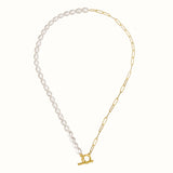 Pearl and Paperclip Chain Necklace