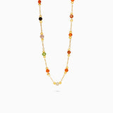 Rainbow Stone Station Necklace - Miwanna