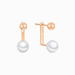 Rose Gold Pearl Ear Jacket Earrings - Miwanna