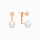 Rose Gold Pearl Ear Jacket Earrings - Miwanna