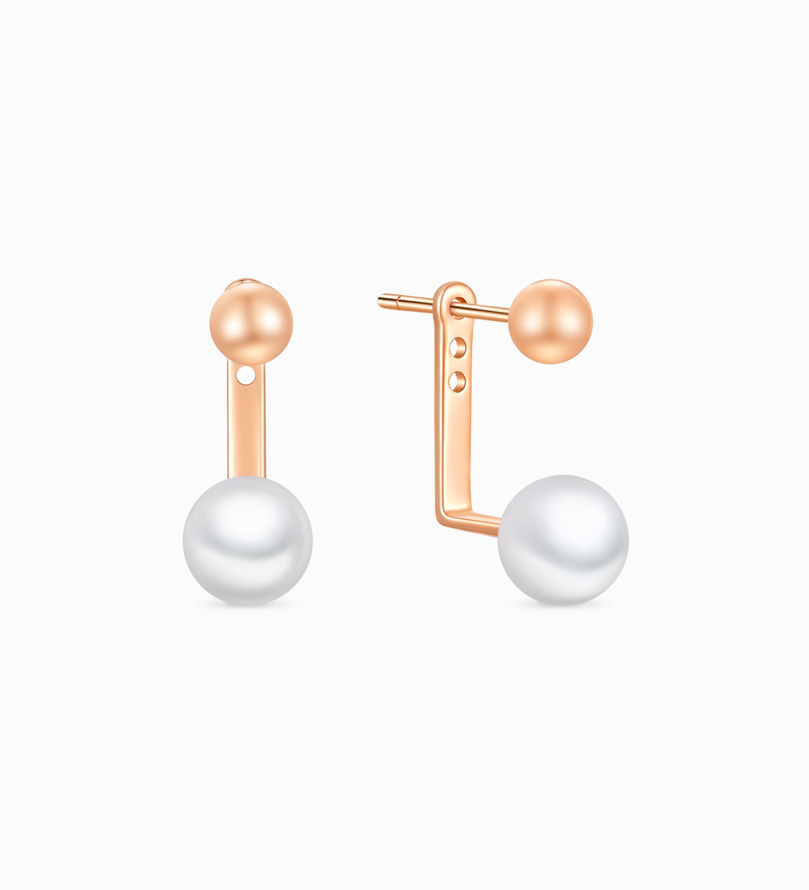 Rose Gold Pearl Ear Jacket Earrings - Miwanna