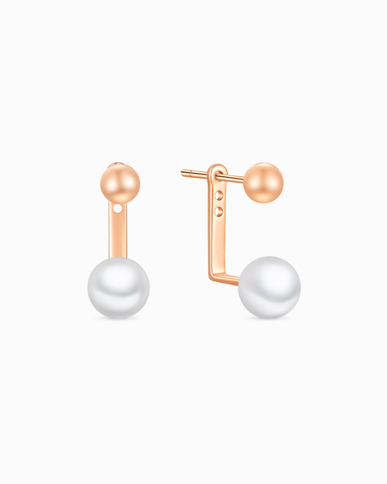 Rose Gold Pearl Ear Jacket Earrings - Miwanna