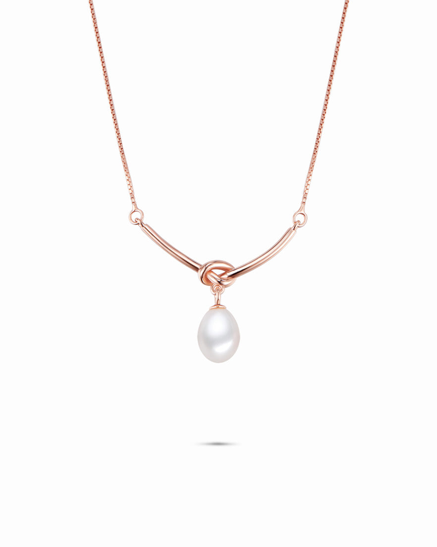 Rose Gold Pearl Pendant Necklace - Miwanna