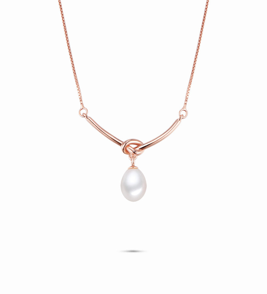 Rose Gold Pearl Pendant Necklace - Miwanna