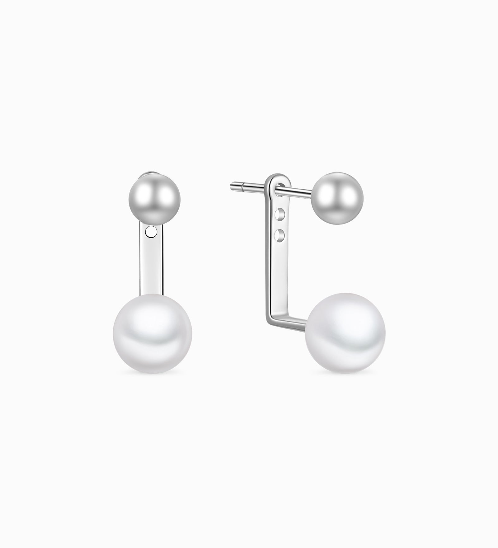 Silver Pearl Ear Jacket Earrings - Miwanna