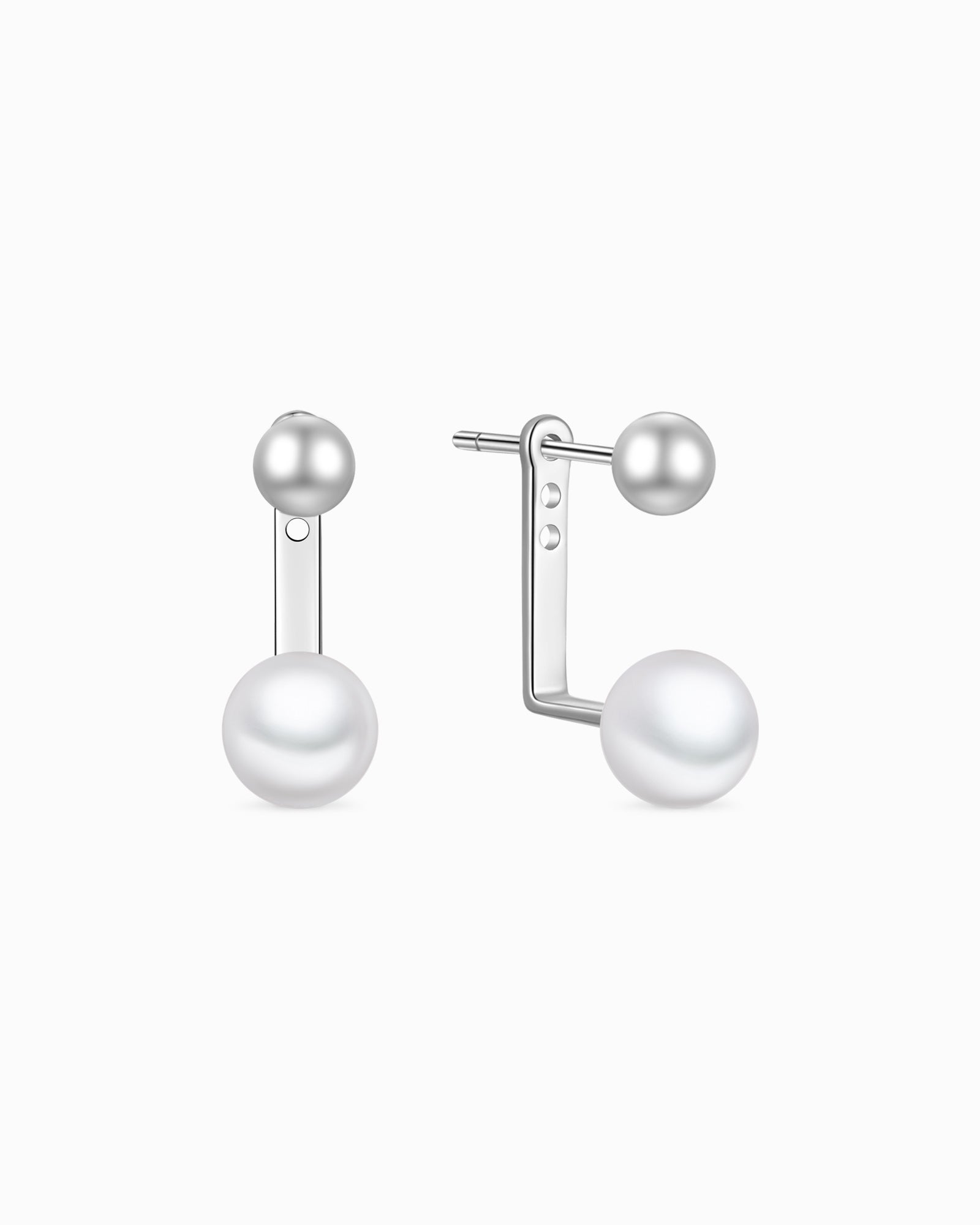 Silver Pearl Ear Jacket Earrings - Miwanna