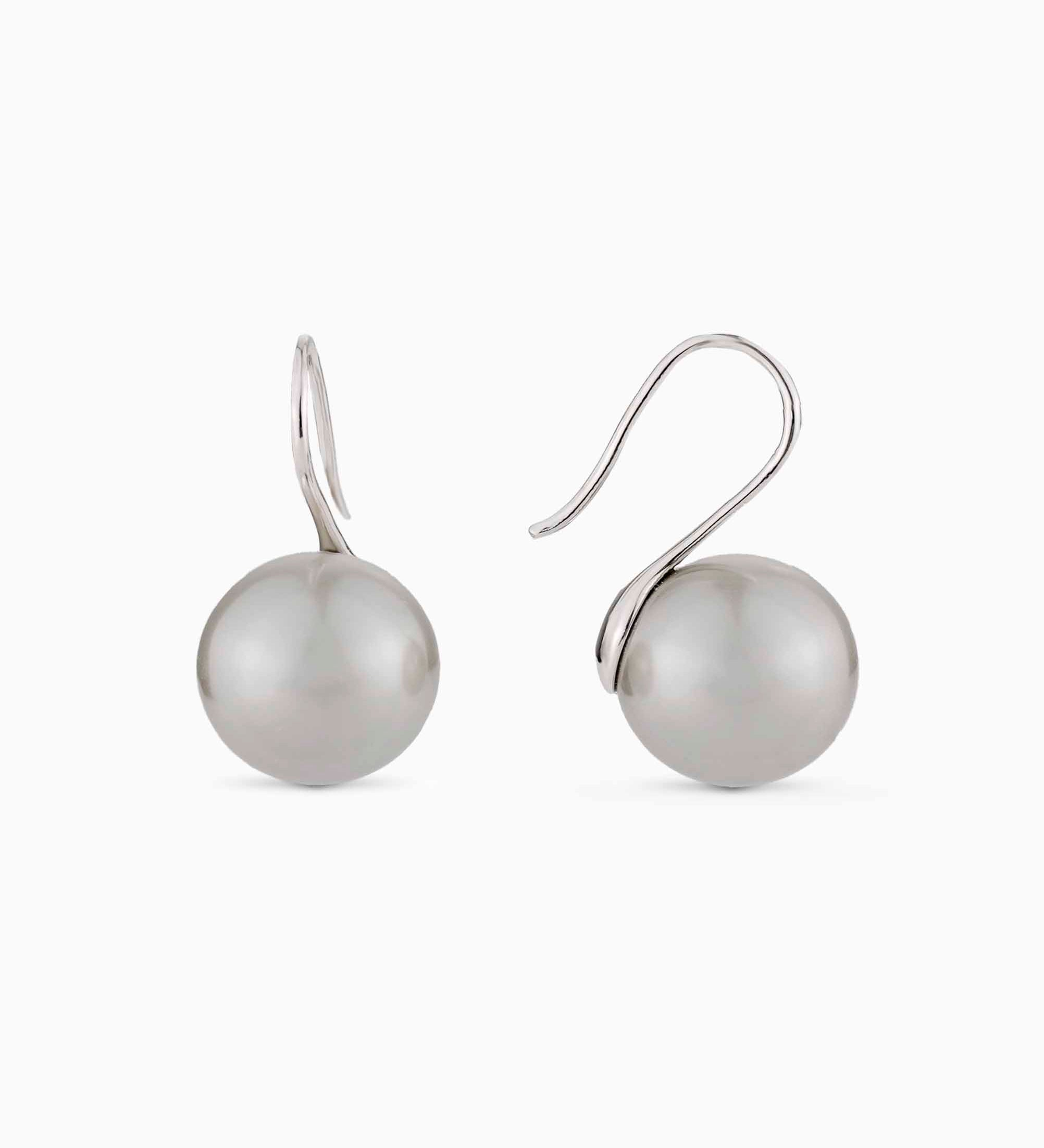 Gray Pearl Earrings In Silver