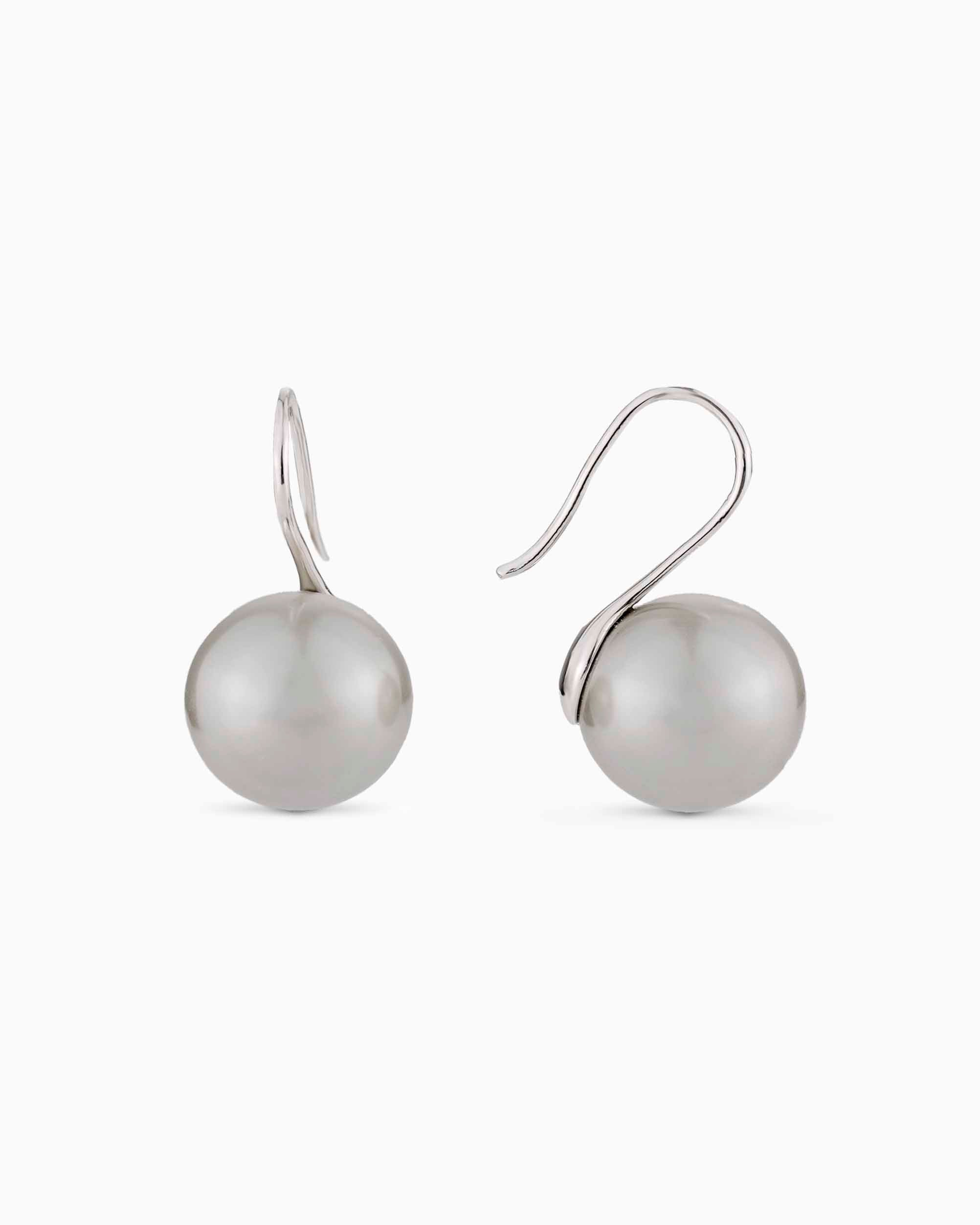 Gray Pearl Earrings In Silver