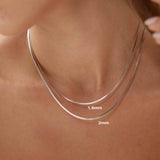 1.8mm Silver Herringbone Necklace - Miwanna