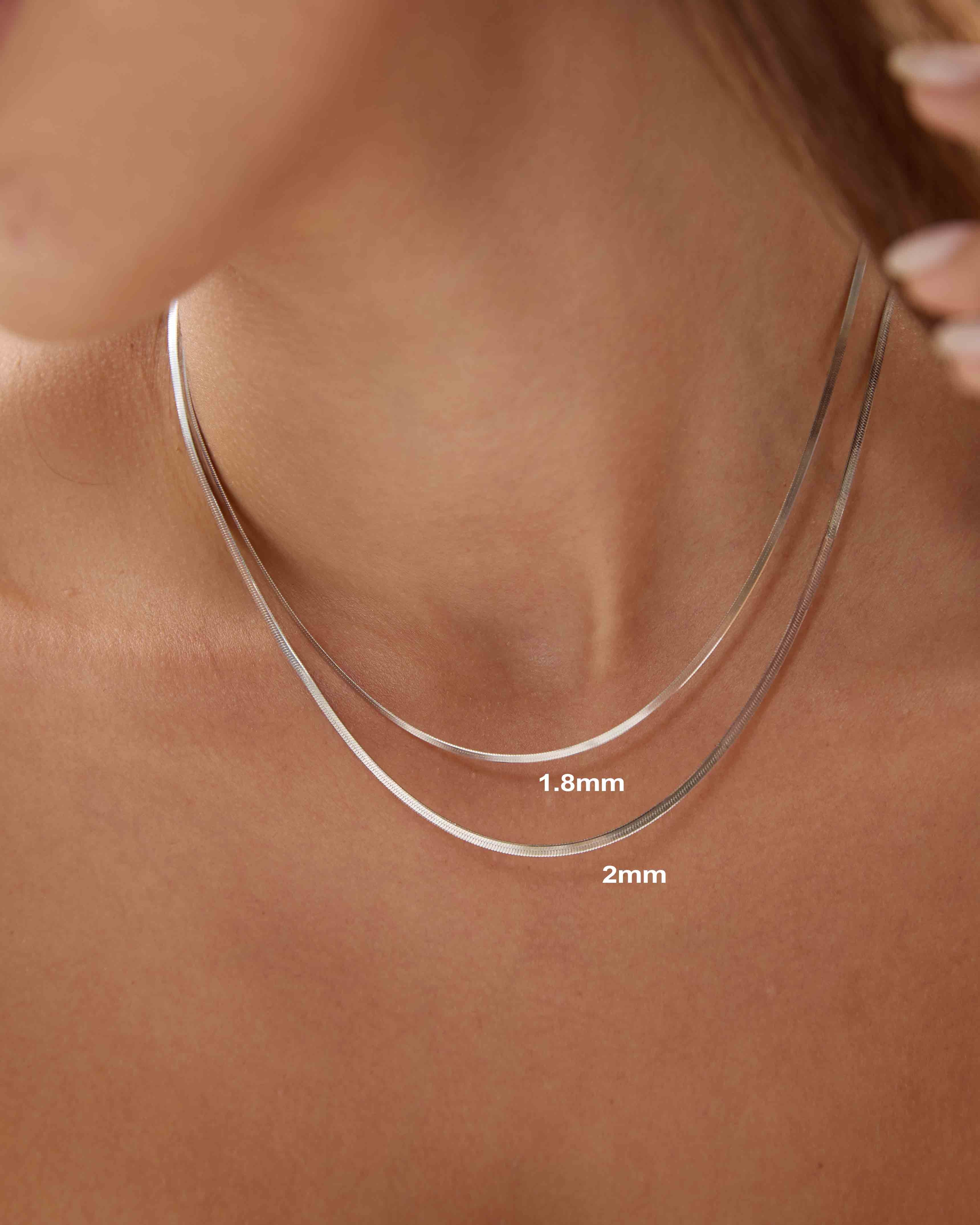 1.8mm Silver Herringbone Necklace - Miwanna